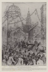 Die Königin in Sheffield, die königliche Kutsche auf dem Weg vom Bahnhof zum neuen Rathaus